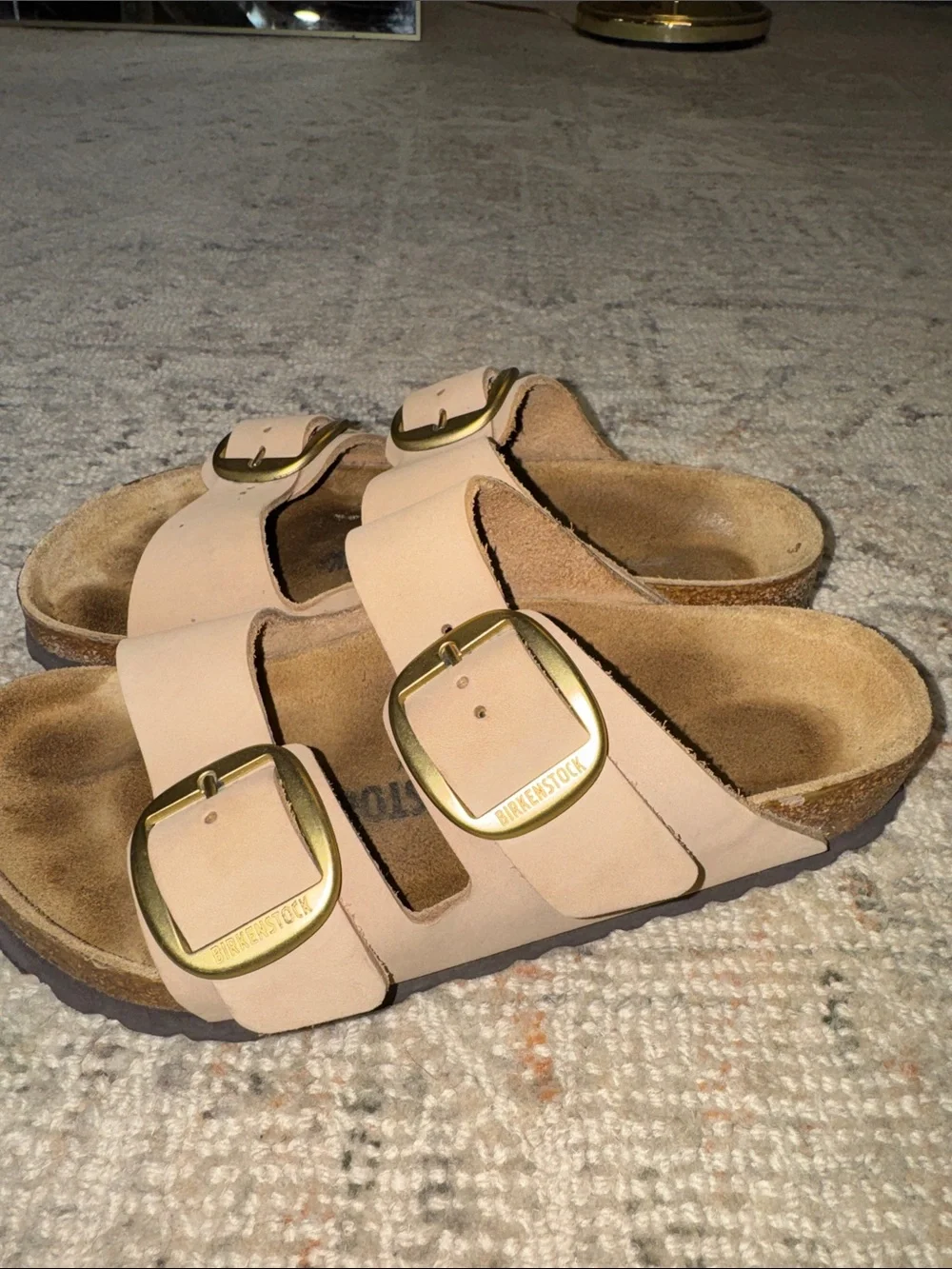 Birkenstock Women’s Double Strap Sandals in Taupe with Gold Buckles - Picture 4 of 5